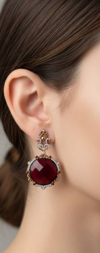 Akik Taşlı Elmas Montür Küpe - 1