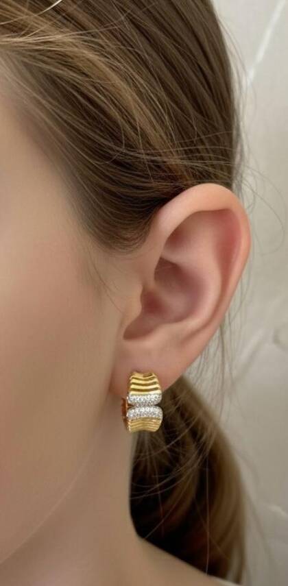 Amy Gold Taşlı Küpe - 1