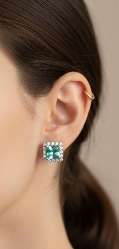 Ann Yeşil Taşlı Küpe - 1