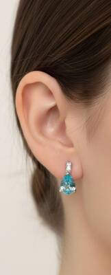 Aqua Mavi Damla taşlı Küpe - Nihan Dulon