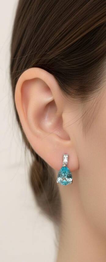 Aqua Mavi Damla taşlı Küpe - 1