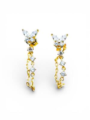 Butterfly Taşlı Küpe - 