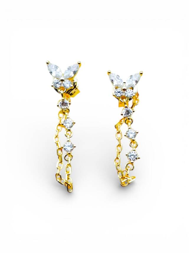 Butterfly Taşlı Küpe - 1