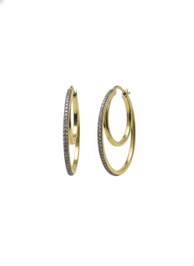 Celin Taşlı Halka Küpe - 2