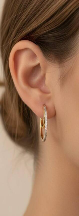 Celin Taşlı Halka Küpe - 1