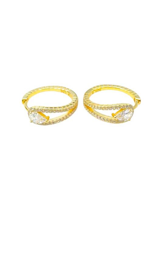 Clara Modern Gold Renk Halka Küpe - 1