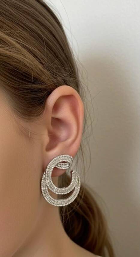 Diana İthal Baget Taşlı Küpe - 1