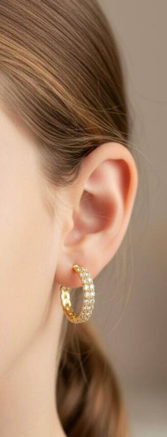 Diana taşlı Halka Küpe - 1