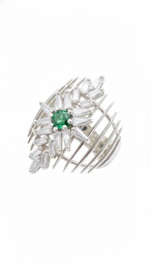 Diana Zümrüt Taşlı Modern Yüzük - 1