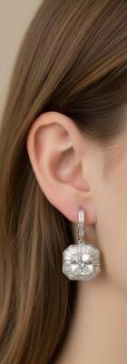 Elmas Montür Baget taşlı Küpe İthal - Nihan Dulon