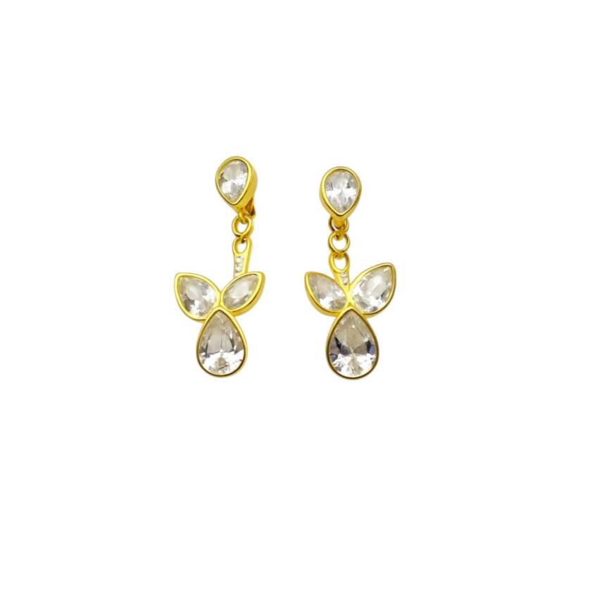 Fleur Kristal Taşlı Damla Küpe - 1