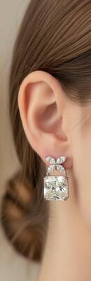 Flower Baget Taşlı Küpe İthal - Nihan Dulon