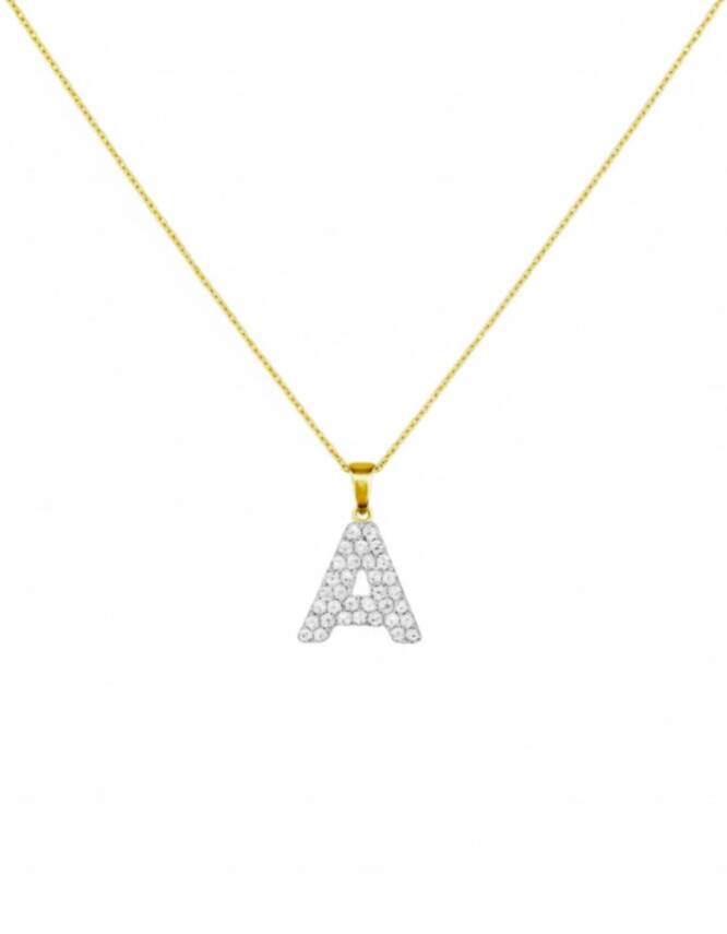 Gale ( A ) Taşlı Harf Kolye - 2