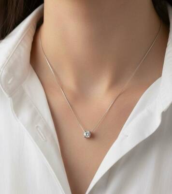 Helen Mazonit Tek Taş Kolye 6 mm - Nihan Dulon