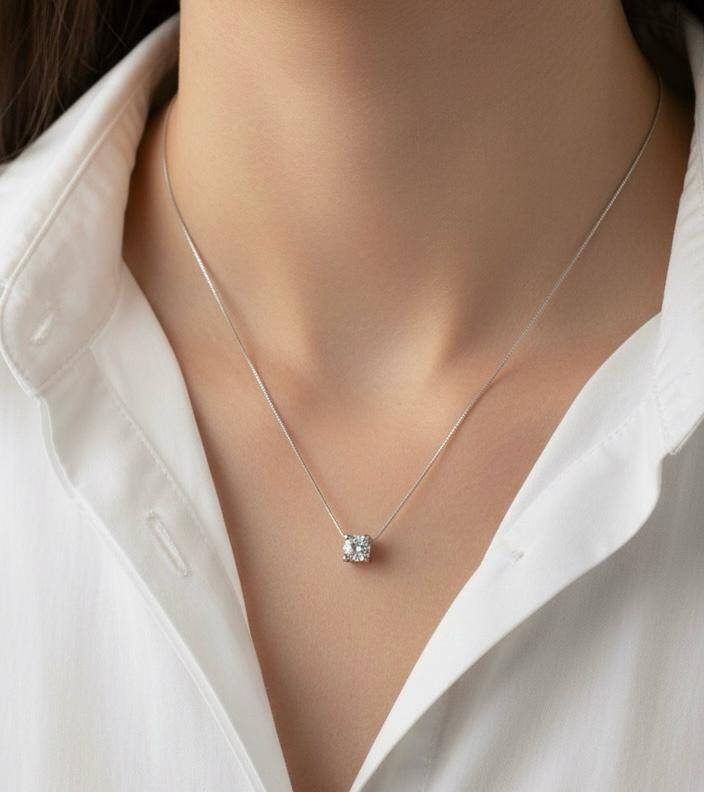 Helen Mazonit Tek Taş Kolye 6 mm - 1