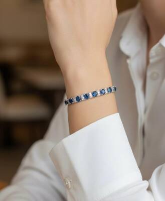 HERA Swarovski Mavi taşlı Suyolu Bileklik - Nihan Dulon