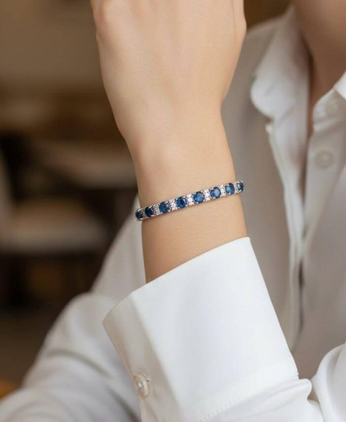 HERA Swarovski Mavi taşlı Suyolu Bileklik - 1