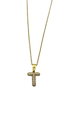 Holly ( T ) Taşlı Harf Kolye - Nihan Dulon