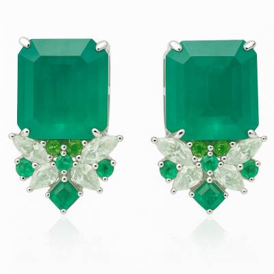 Jane Zümrüt Taşlı İtalyan Küpe - Nihan Dulon