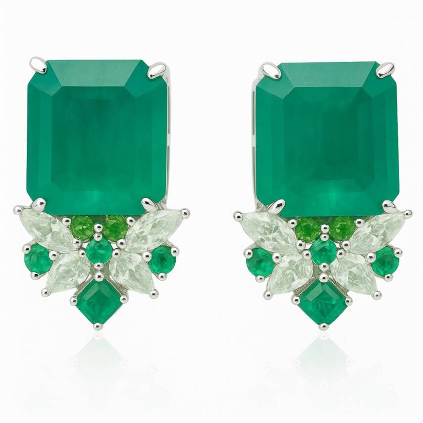 Jane Zümrüt Taşlı İtalyan Küpe - 1