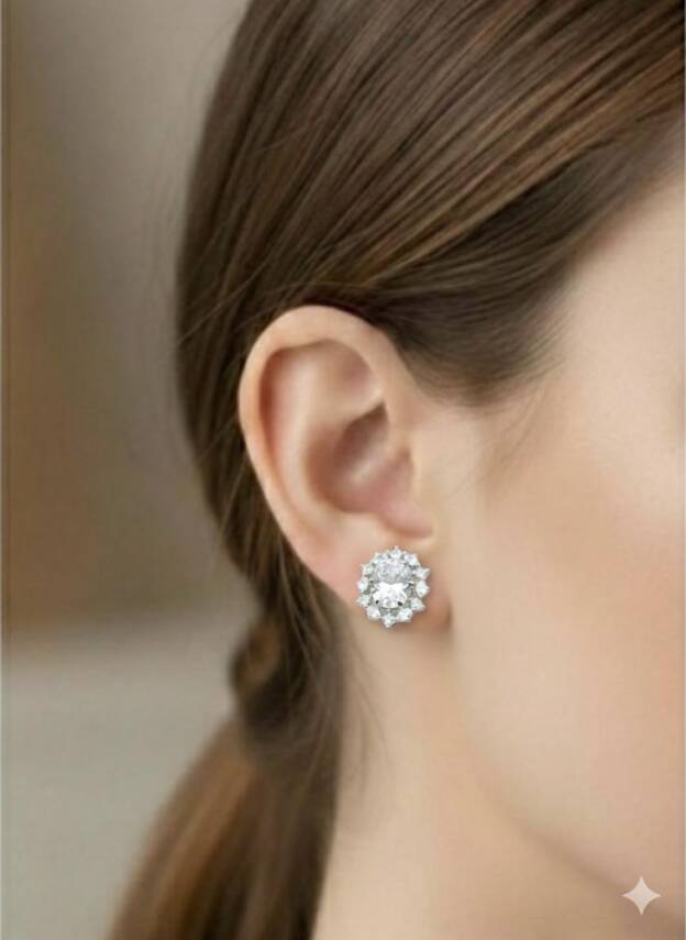 Jena Oval Taşlı Küpe - 1