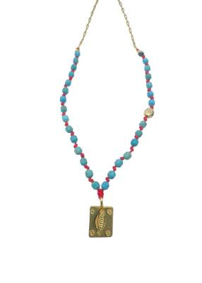 Jess 3 Mavi Taşlı Turukuaz Kolye - 