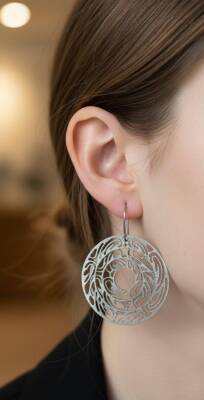 Jess Gümüş Renk Tül Küpe - Nihan Dulon