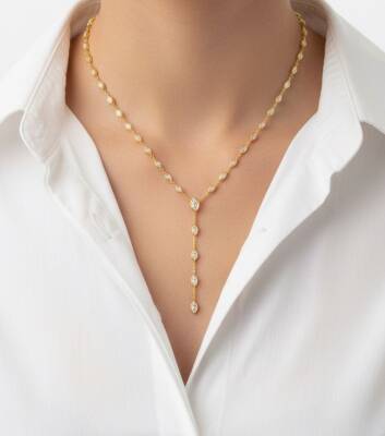 JESS Taşlı Y Kolye - 