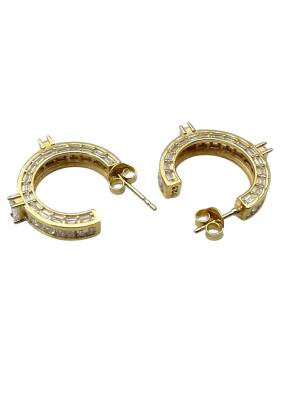 Joie Gold Baget Taş Halka Küpe - Nihan Dulon