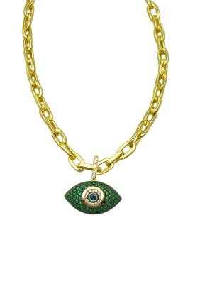Joie Gold Yeşil Taşlı Göz Kolye - Nihan Dulon
