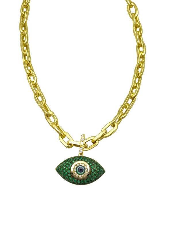 Joie Gold Yeşil Taşlı Göz Kolye - 1