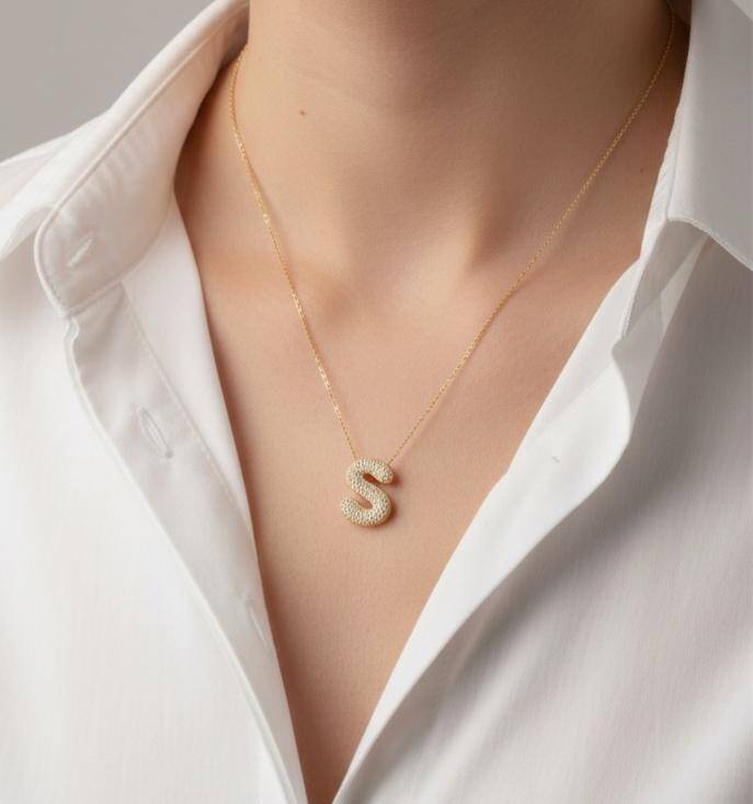 Joie Taşlı S Harfi Kolye - 1