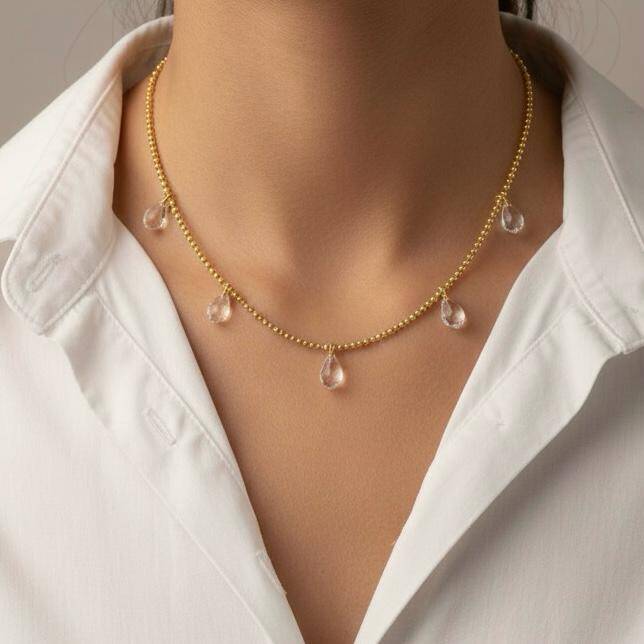 Jolie Kristal Taşlı Kolye - 1