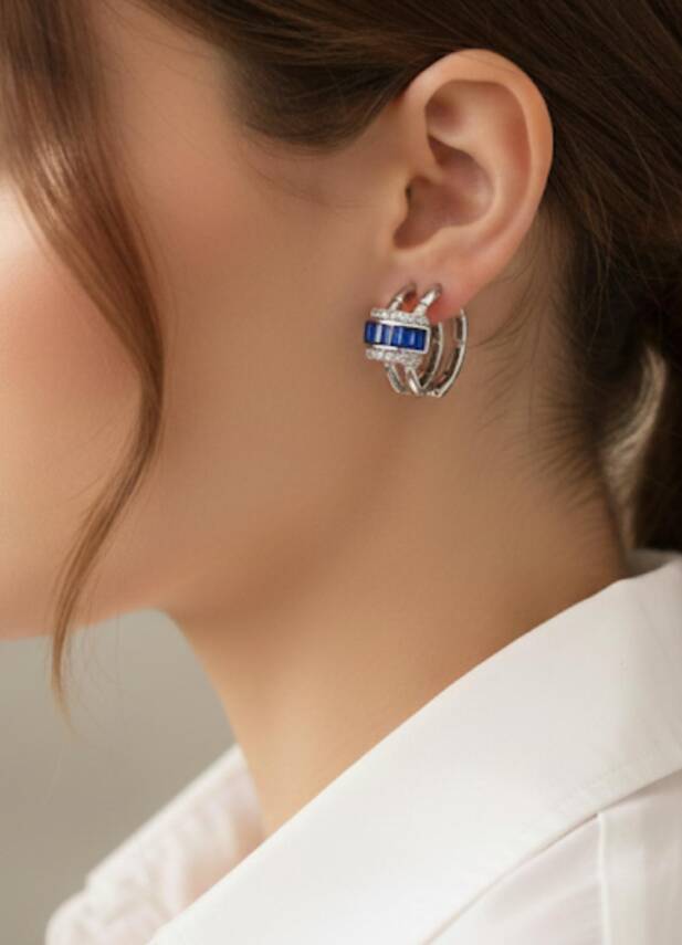 Juliet Blue Baget Taşlı Küpe - 1