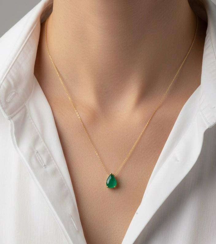 Jully Yeşil Taşlı Kolye - 1