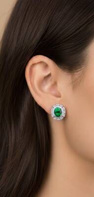 Karen Zümrüt Taşlı Küpe - Nihan Dulon