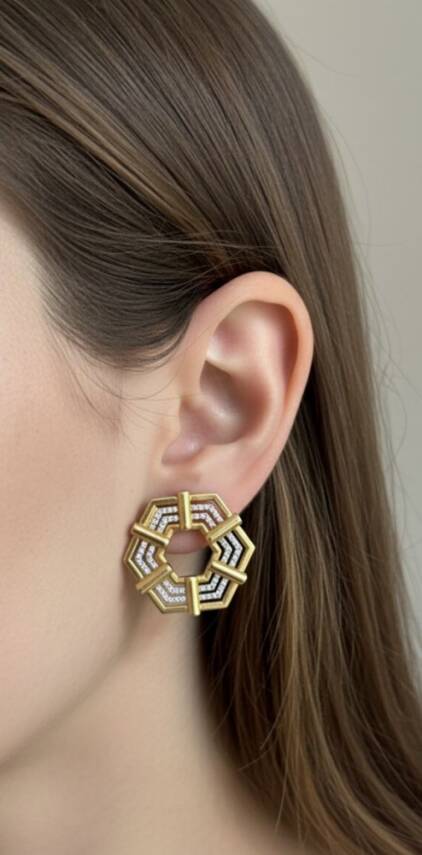 Kelly Taşlı Küpe - 1