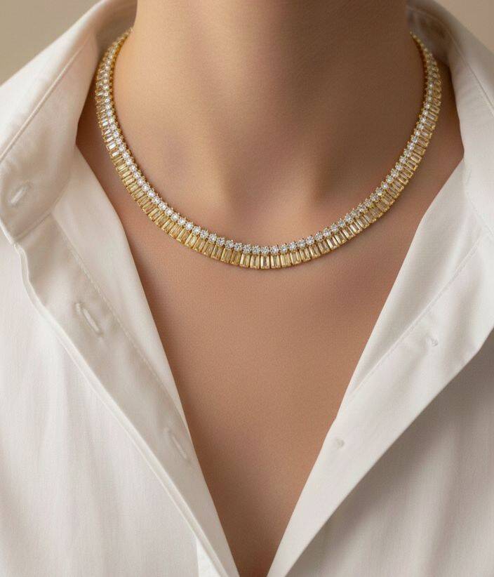 King Love Baget Taşlı Kolye - 1