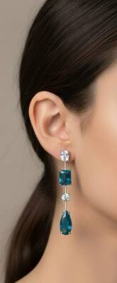 Kleopatra Blue Stone Küpe - Nihan Dulon