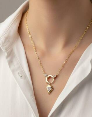 Lila Triangel Kolye - 