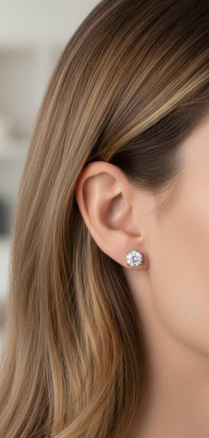 Lily Tek Taş Küpe 3 mm - 1