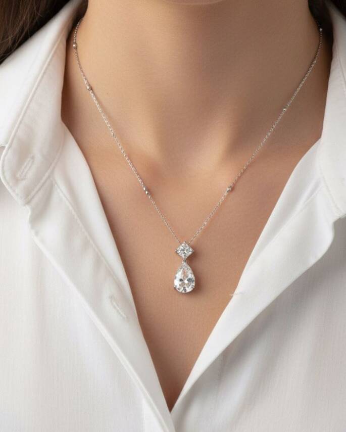 LUCY Mazonit Baget detaylı Damla Kolye - 1