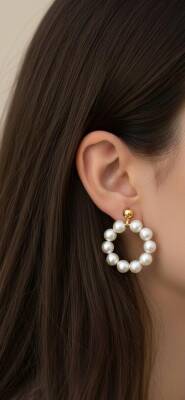 Lura Halka İnci Küpe - Nihan Dulon