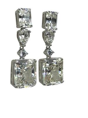 Marina Mazonit Beyaz Taş Baget Küpe - Nihan Dulon