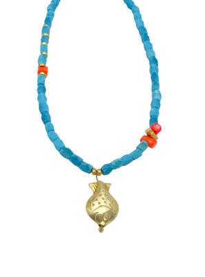 Mavi Renk Doğal Taş Kolye - Nihan Dulon