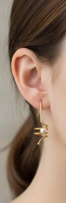 Melaine İncili Modern Küpe - Nihan Dulon