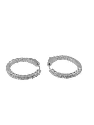 Memory Taşlı Halka Küpe - 