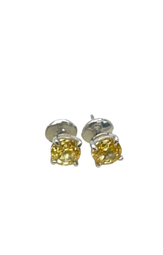 Mila Tek Taş Sarı Safir Küpe - 1
