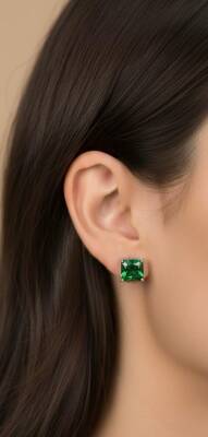 Nancy Baget Taşlı Zümrüt Küpe - Nihan Dulon