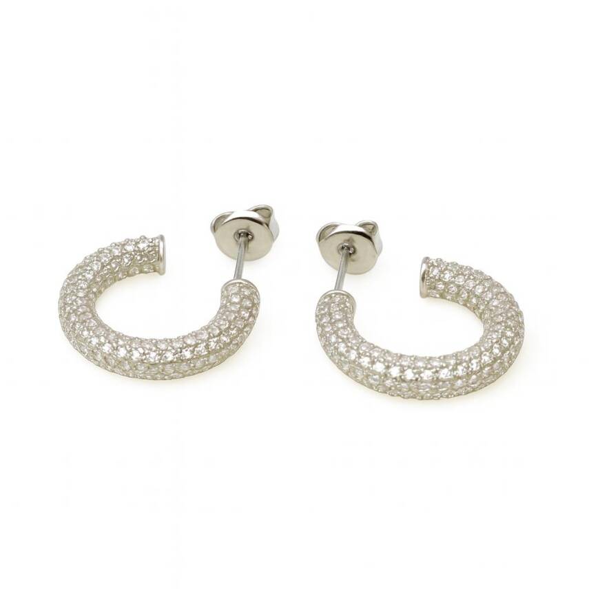 Nell Taşlı Halka Küpe - 1